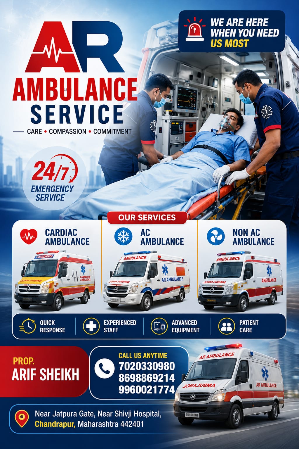 AR Ambulance 24x7 emergency ambulance service Chandrapur